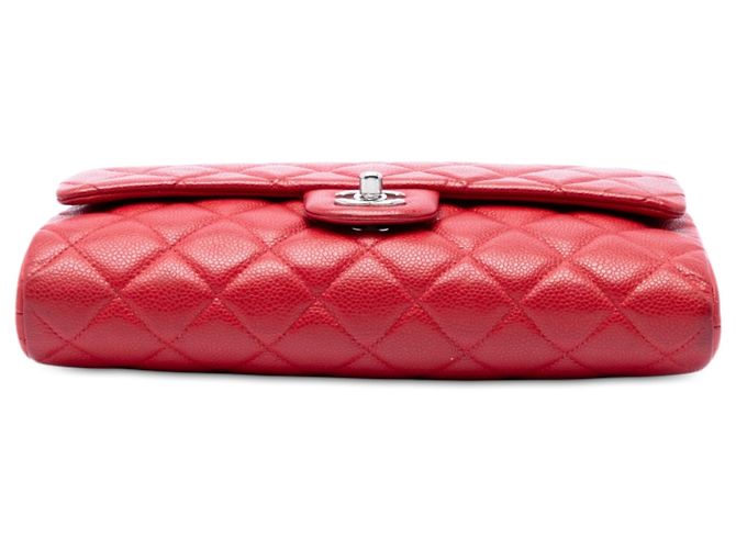 Clutch a patta Chanel Red CC Quilted Caviar con catena Rosso - vista 3