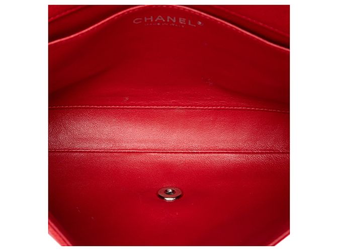 Clutch a patta Chanel Red CC Quilted Caviar con catena Rosso - vista 4