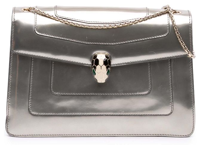 Bulgari Borsa a tracolla Bvlgari Silver Medium Patent Serpenti Forever Argento - vista 2