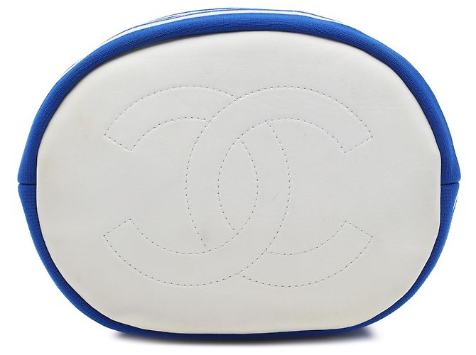 Borsa a secchiello con coulisse Chanel Blue Venise Biarritz in fibre miste e pelle d'agnello - vista 3