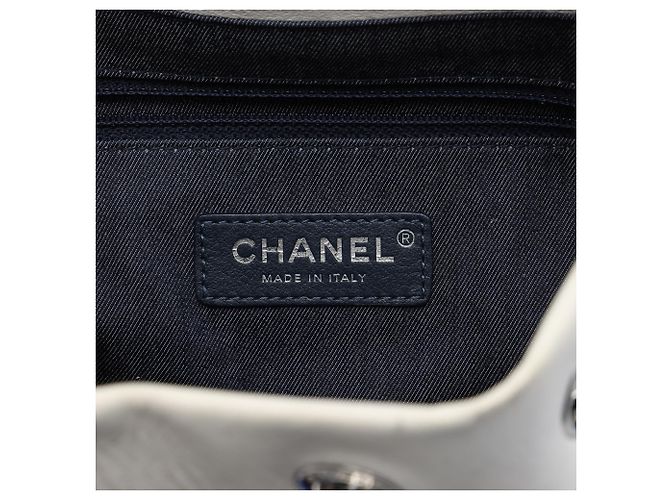 Borsa a secchiello con coulisse Chanel Blue Venise Biarritz in fibre miste e pelle d'agnello - vista 5