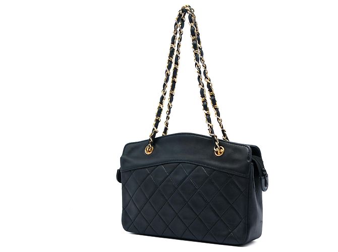 Borsa a mano con zip Chanel in pelle di agnello matelassé nera CC Nero - vista 2