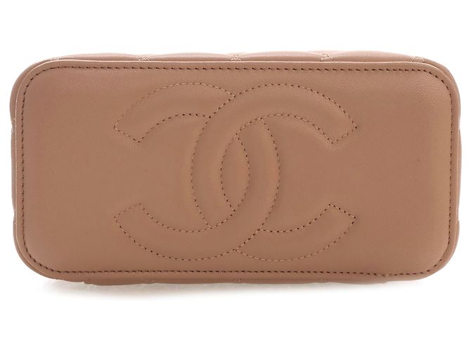 Chanel Beige Small CC Quilted Lambskin Top Handle Vanity Case with Chain - vista 3