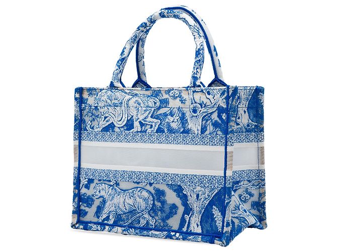 Dior Blue Small Canvas Embroidered Toile De Jouy Sauvage Book Tote - vista 2