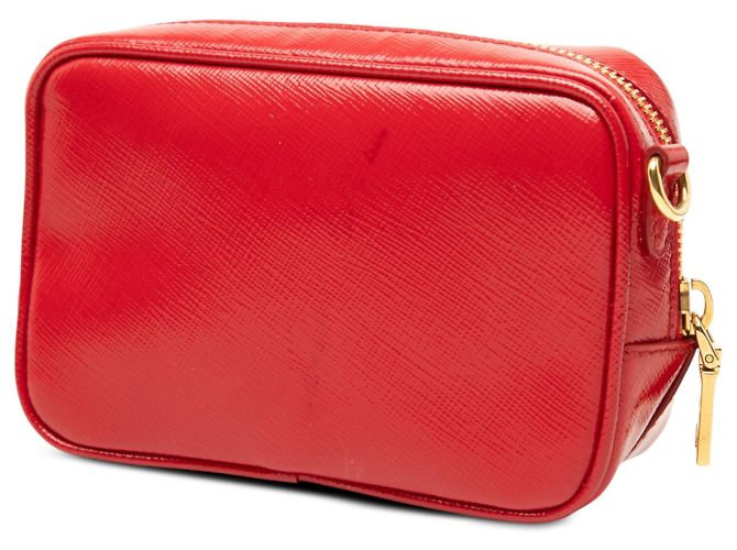 Prada Mini Bolsa Camera em Saffiano Vernice Vermelha Vermelho - vista 2
