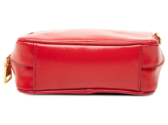 Prada Mini Bolsa Camera em Saffiano Vernice Vermelha Vermelho - vista 3