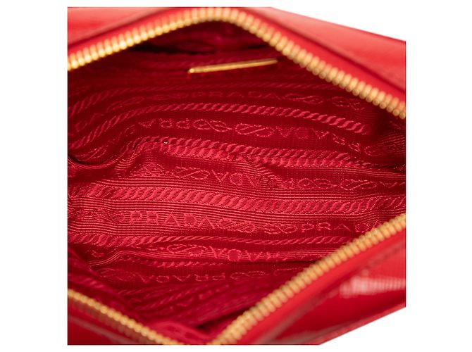 Prada Mini Bolsa Camera em Saffiano Vernice Vermelha Vermelho - vista 4