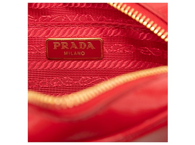 Prada Mini Bolsa Camera em Saffiano Vernice Vermelha Vermelho - vista 5
