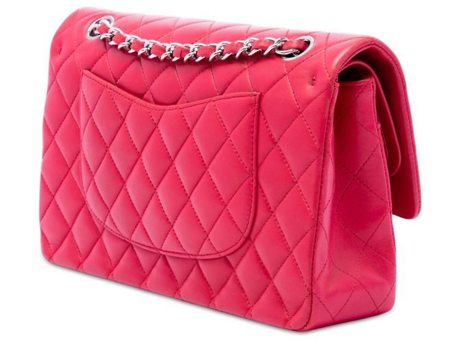 Chanel Pink Medium Classic Iridescent Lambskin Double Flap Rosa - vista 2