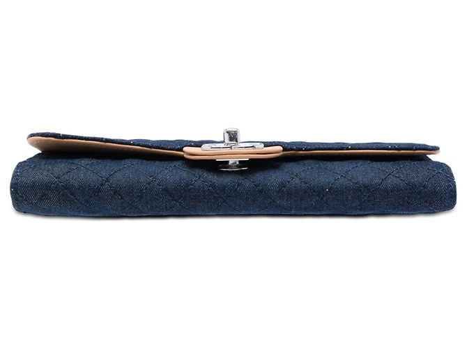 Portafoglio Chanel Blue CC Quilted Denim Turn Lock Wallet On Chain Blu navy - vista 3