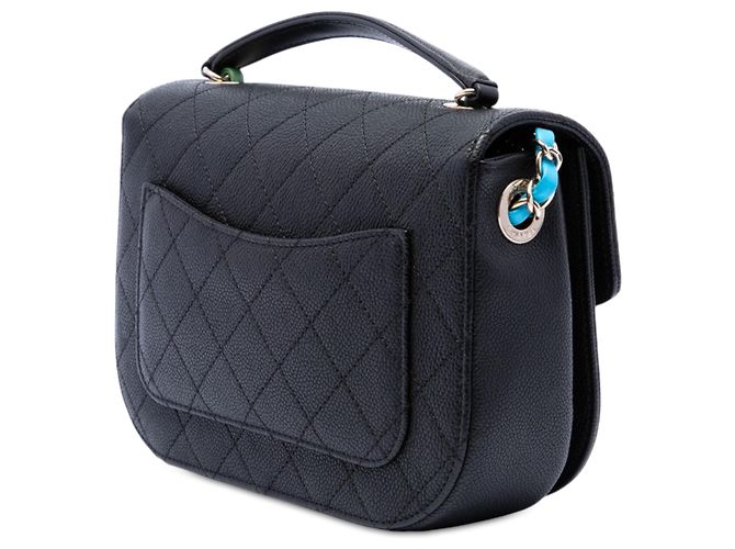 Chanel Black Paris Cuba Small Quilted Caviar Thread Around Flap Nero - vista 2