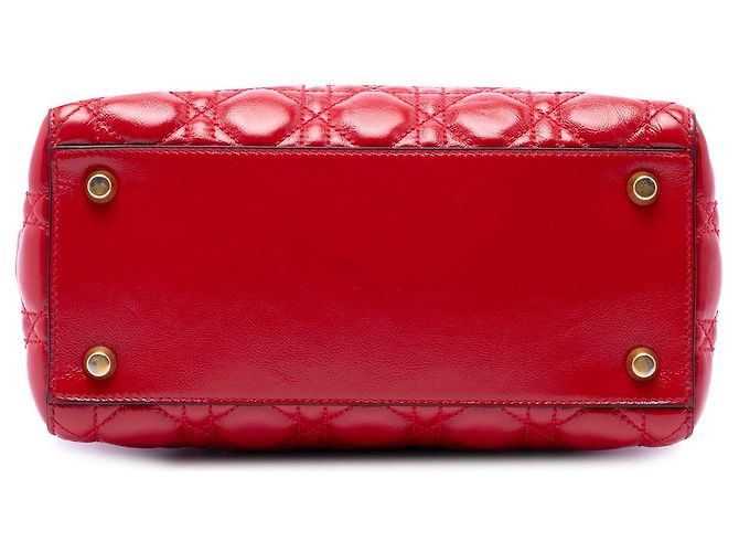 Dior Red Medium Crinkled Patent Cannage Supple Lady Dior Rosso - vista 3