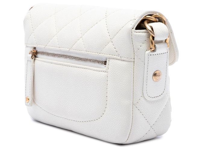 Chanel Mini CC Quilted Caviar Messenger Flap Branco - vista 2