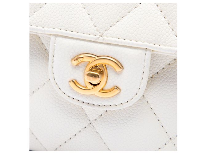 Chanel Mini CC Quilted Caviar Messenger Flap Branco - vista 5