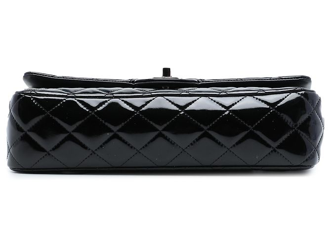 Chanel Black Medium Classic Patent Double Flap Nero - vista 3