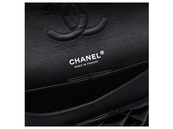 Chanel Black Medium Classic Patent Double Flap Nero - vista 5
