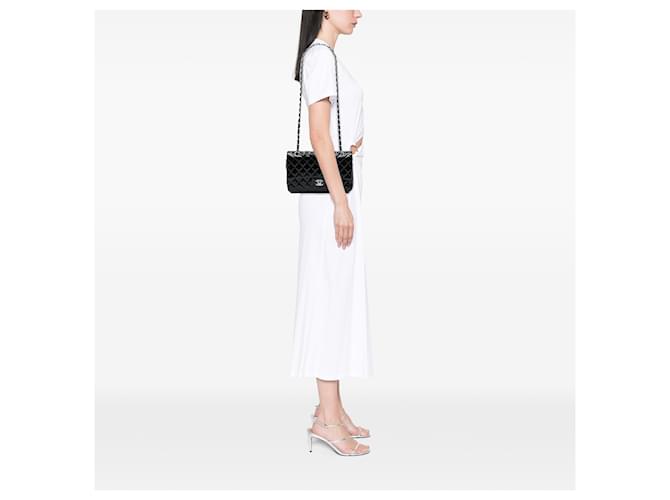 Chanel Black Medium Classic Patent Double Flap Nero - vista 6
