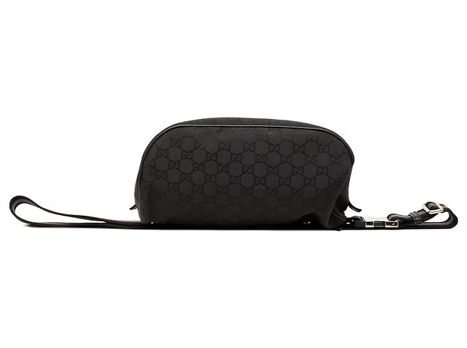 Borsetta a cintura Gucci in nylon GG nero con banda Web - vista 3