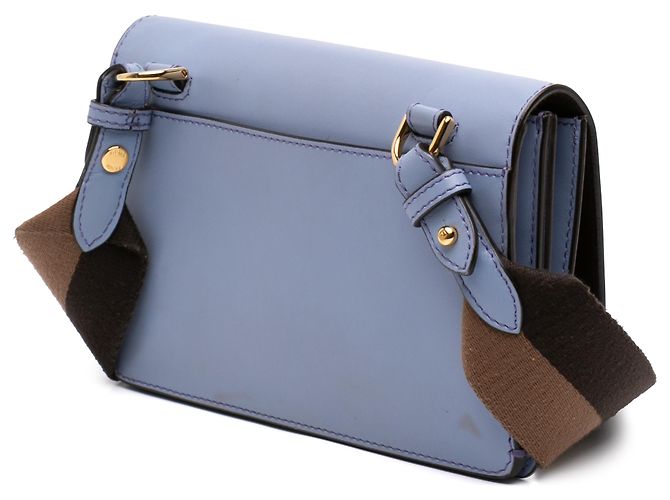Borsa a Tracolla Baguette Flat Fendi in Pelle di Vitello Blu Blu chiaro - vista 2