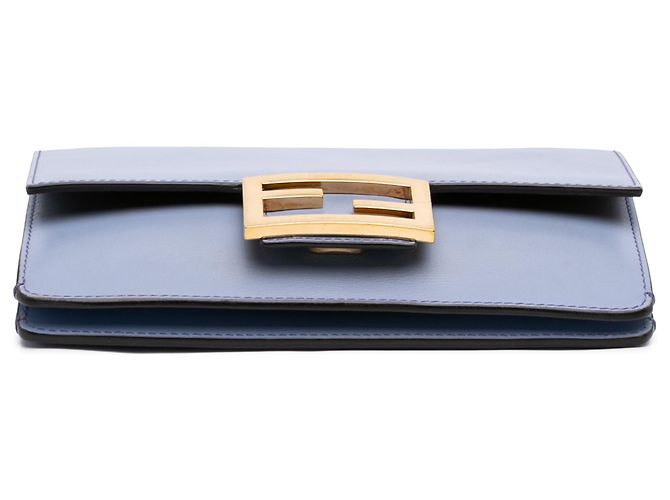 Borsa a Tracolla Baguette Flat Fendi in Pelle di Vitello Blu Blu chiaro - vista 3