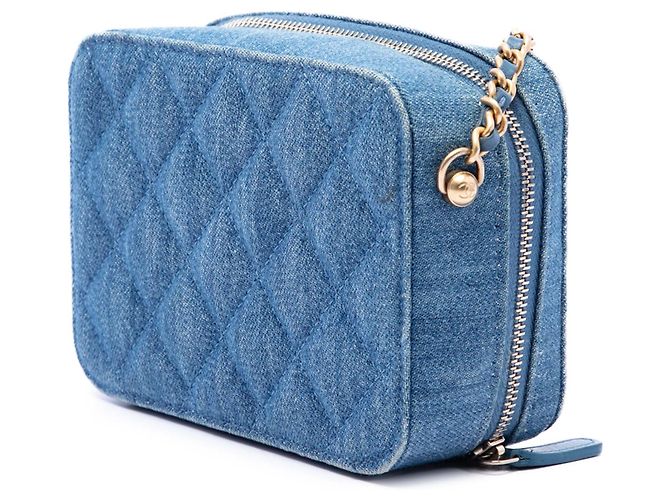 Chanel Blue Quilted Denim Pearl Crush Camera Bag - view 2