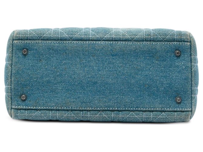 Dior Blue Medium Denim Cannage Acrylic Handles Lady Dior - vista 3