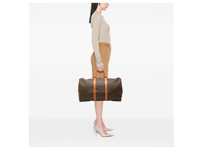 Louis Vuitton Brown Monogram Keepall 50 Marrone - vista 7