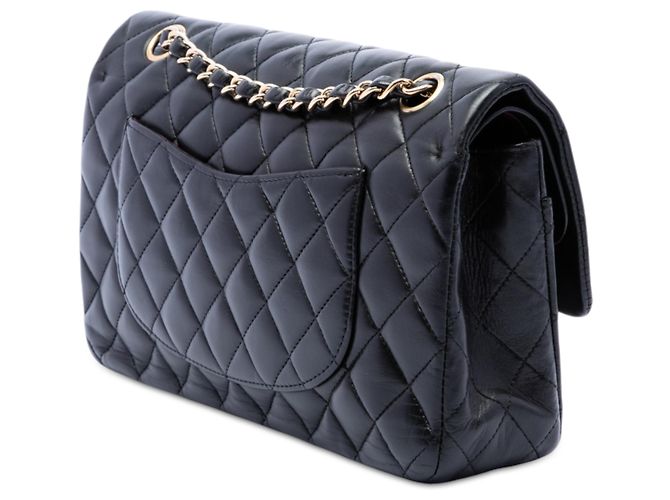 Chanel Black Medium Classic Lambskin Double Flap Nero - vista 2