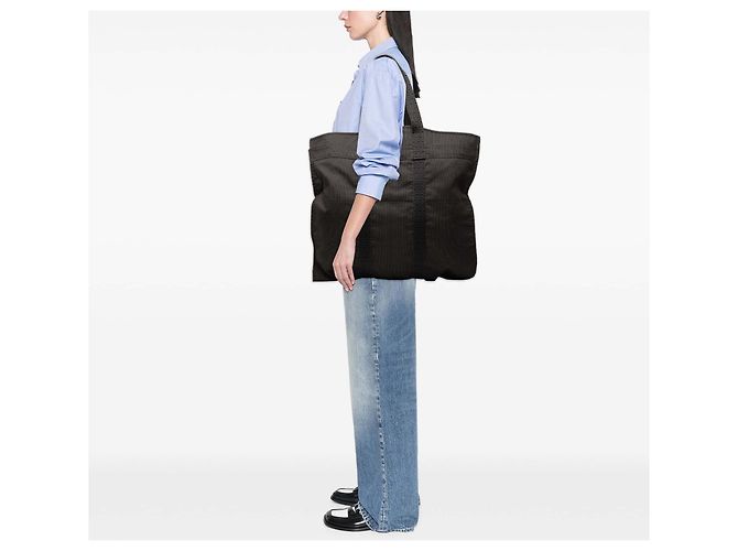 Hermès Herline Kleidertasche aus grauem Canvas Braun - Ansicht 7