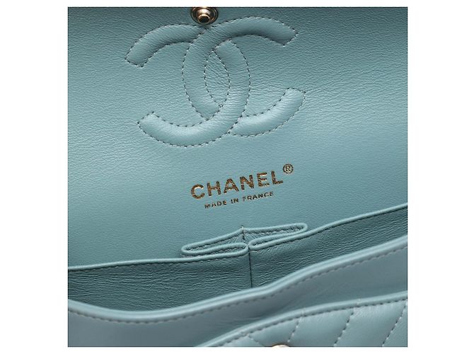 Chanel Blue Small Classic Chevron Lambskin Double Flap Blu chiaro - vista 5