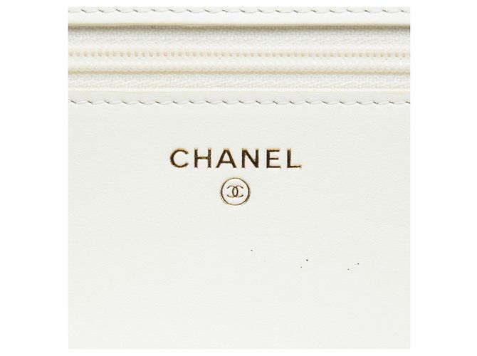 Chanel White Quilted Caviar Boy Wallet on Chain Branco Cru - vista 5