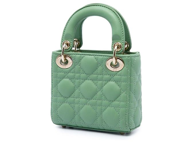 Dior Green Micro Lambskin Cannage Lady Dior Verde - vista 2