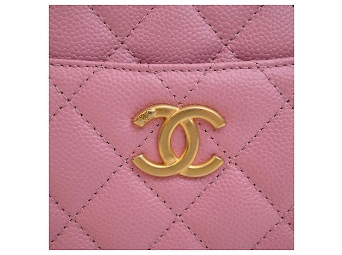 Chanel Vanity Case Pick Me Up Small in pelle caviar matelassé rosa - vista 10