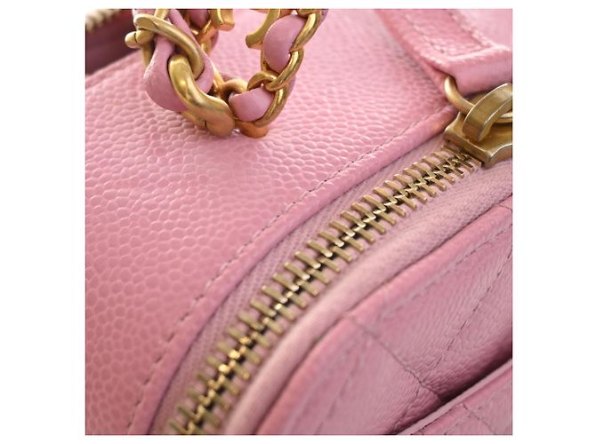 Chanel Vanity Case Pick Me Up Small in pelle caviar matelassé rosa - vista 11