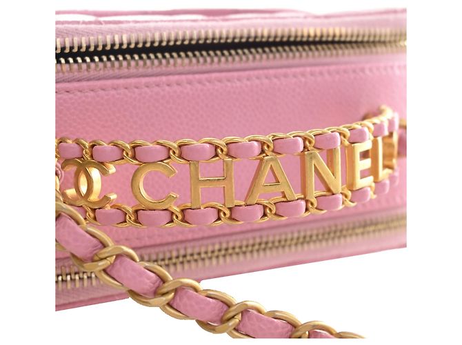 Chanel Vanity Case Pick Me Up Small in pelle caviar matelassé rosa - vista 14