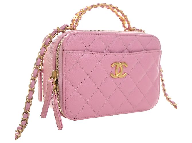 Chanel Vanity Case Pick Me Up Small in pelle caviar matelassé rosa - vista 2