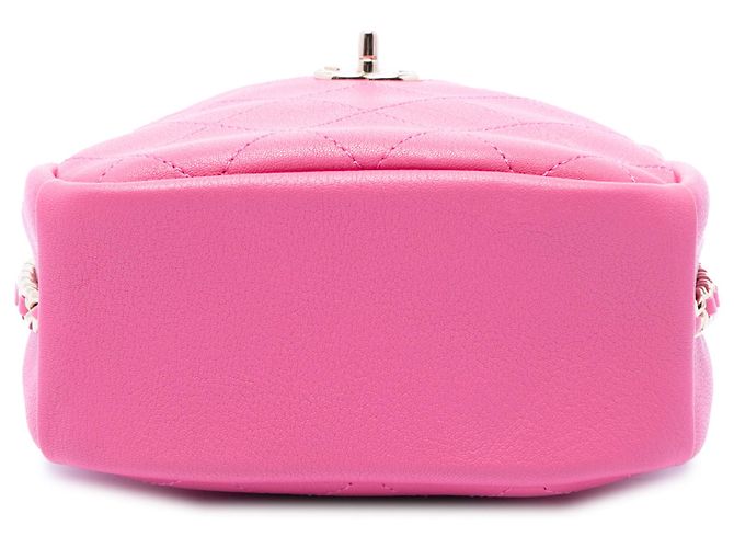 Borsa Camera North South Chanel in pelle di capra rosa trapuntata per viaggi casual - vista 3