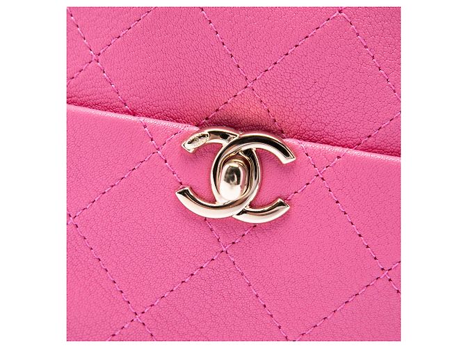 Borsa Camera North South Chanel in pelle di capra rosa trapuntata per viaggi casual - vista 5