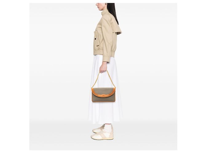 Borsa a tracolla Dior in tela grigia con catena Marrone - vista 6