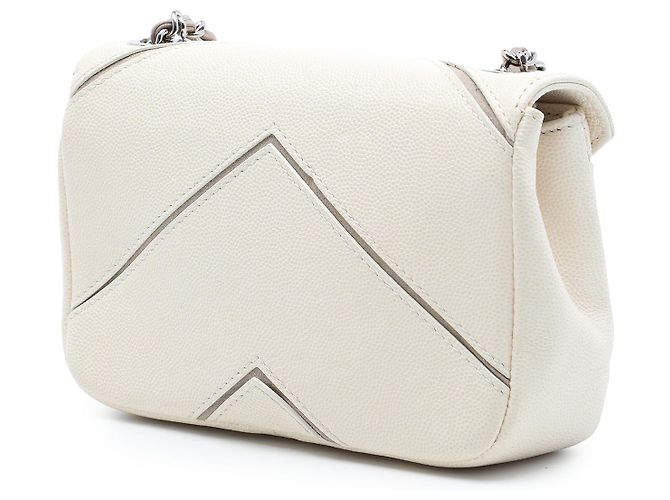 Chanel White Small Macro Chevron Caviar Flap Branco Cru - vista 2