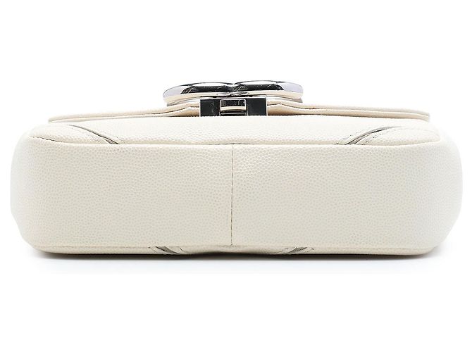 Chanel White Small Macro Chevron Caviar Flap Branco Cru - vista 3