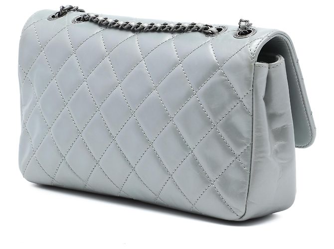 Chanel Gray Medium Quilted Calfskin Coco Pleats Chain Flap Marrone - vista 2
