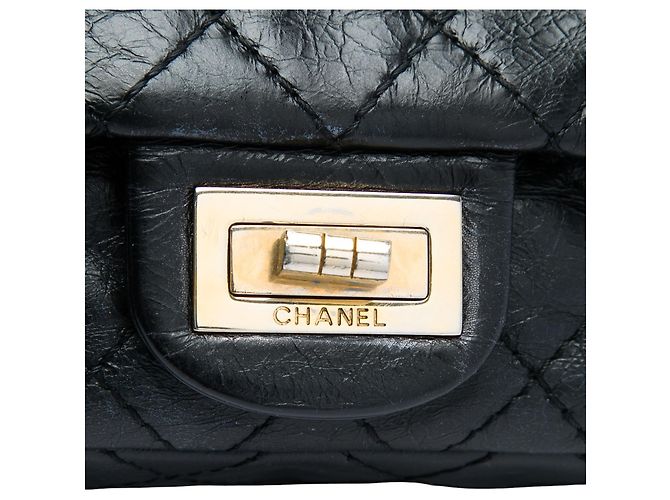 Chanel Reissue 2.55 East West Single Flap in pelle di vitello lucida matelassé nera Nero - vista 5