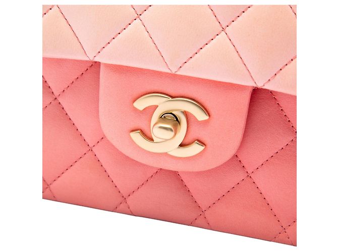 Chanel Pink Medium Classic Ombre Lambskin Double Flap Rosa - vista 5