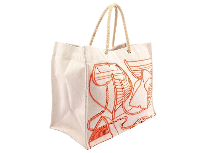 Hermès Thalassa Tote aus beigem Canvas - Ansicht 2