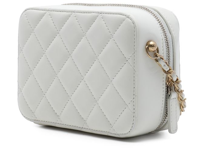 Borsa Camera Chanel White CC Quilted Lambskin Pearl Crush Bianco - vista 2