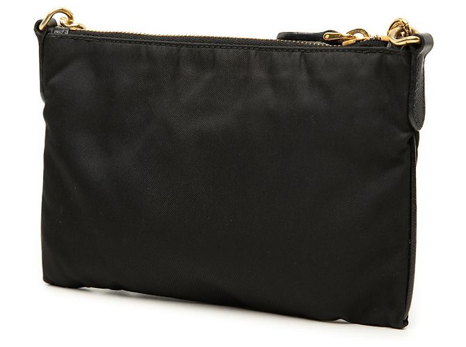 Bolso bandolera Prada de Tessuto con ribetes de Saffiano negro y logotipo de cadena - vista 2