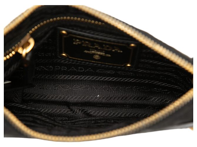 Bolso bandolera Prada de Tessuto con ribetes de Saffiano negro y logotipo de cadena - vista 4