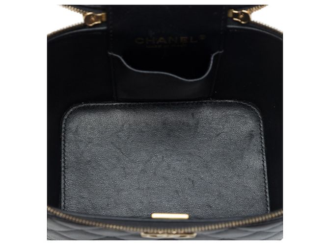 Borsa Vanity Chanel Black CC Quilted Caviar con manico e catena Nero - vista 4