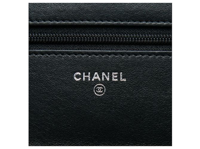 Wallet On Chain Chanel Portafoglio Pagoda con catena in pelle d'agnello nera Nero - vista 5